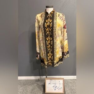 Citron Gold & Black Baroque Print Blouse